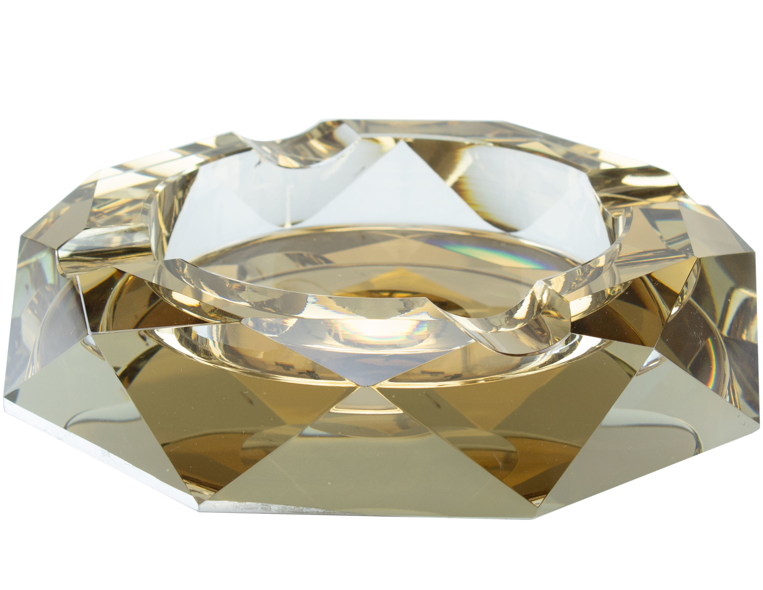 Ashtray Crystal round gold 180mm 38002